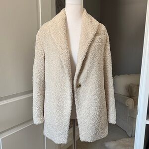 Vince Faux Fur Textured Jacket Coat XS Cream